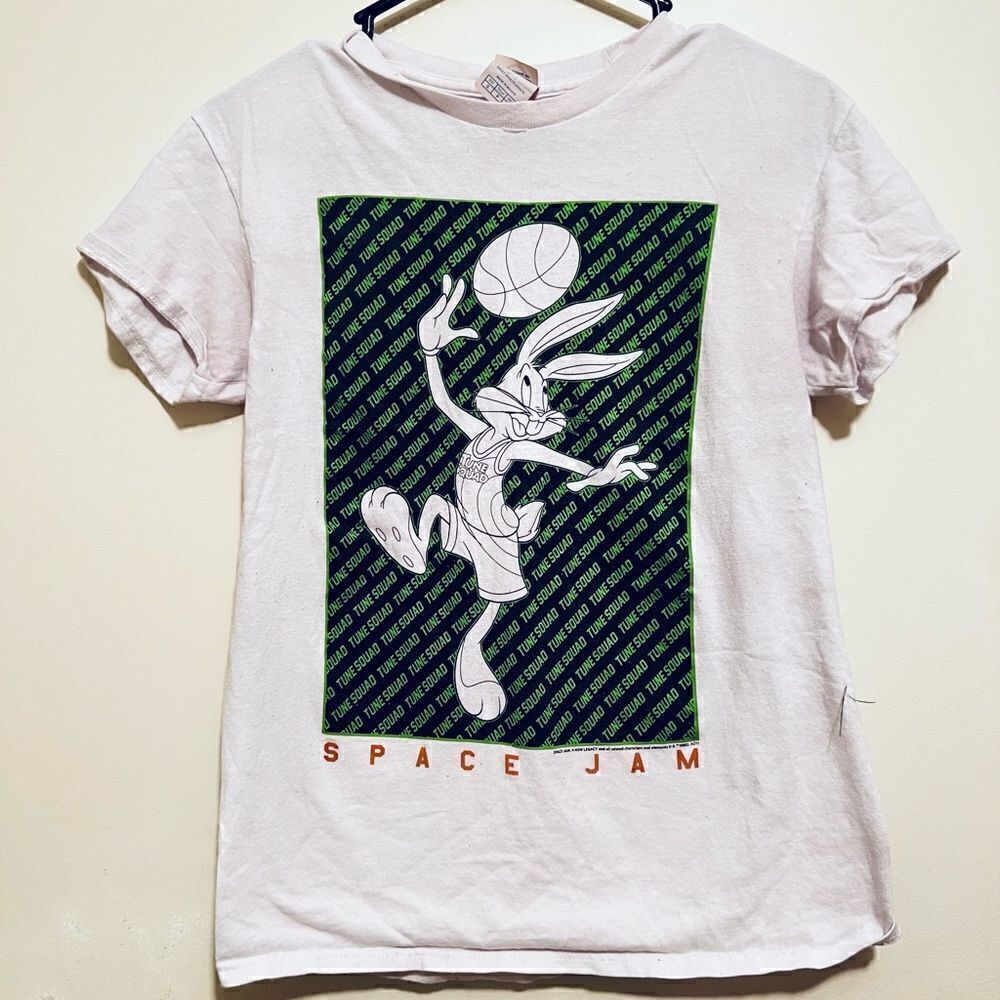 Space Jam White Bugs Bunny Graphic T-Shirt Unisex Small